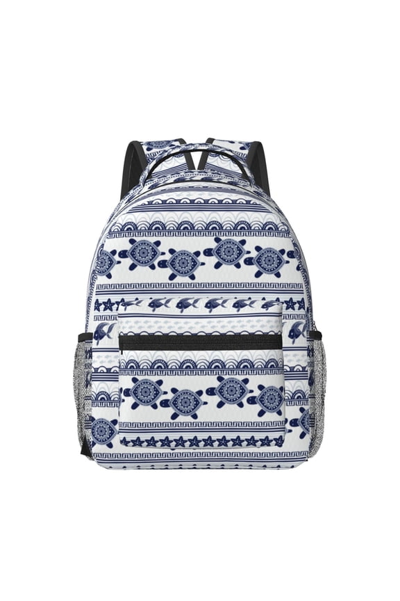 Sea Underwater Turtles Pattern Durable Student Backpack Laptop Bag- Ergonomic Design, Waterproof Twill Fabric - Ideal for School, Travel, and Outdoor Activities