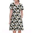 thumbnail image 1 of Rateoe Sea ​​Urchin Pattern Women’s Short Sleeve Dress – Casual Elegant Summer A-Line Dress for Everyday Wear, 1 of 6