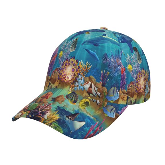 Rateoe Sea World Pattern Baseball Cap Outdoor Cap Mountain Dad Hat - Unstructured Soft Cotton Cap-Adjustable UV Protection Cap