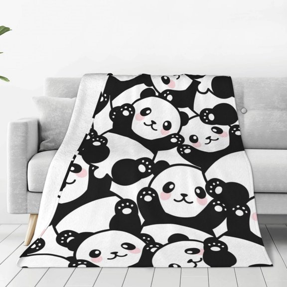 Rateoe Seamless Pattern Cute Panda Print Fuzzy Fleece Throw Blanket Extra Large,Super Soft,Fluffy and Warm Blankets for Couch,Bed,All Season Use (60"x50")