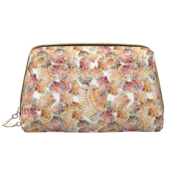 Rateoe Seashells for Travel Makeup Bag,Large Capacity Cosmetic Bags for Women,Waterproof Portable Pouch Open Flat Toiletry Bag Make up Organizer