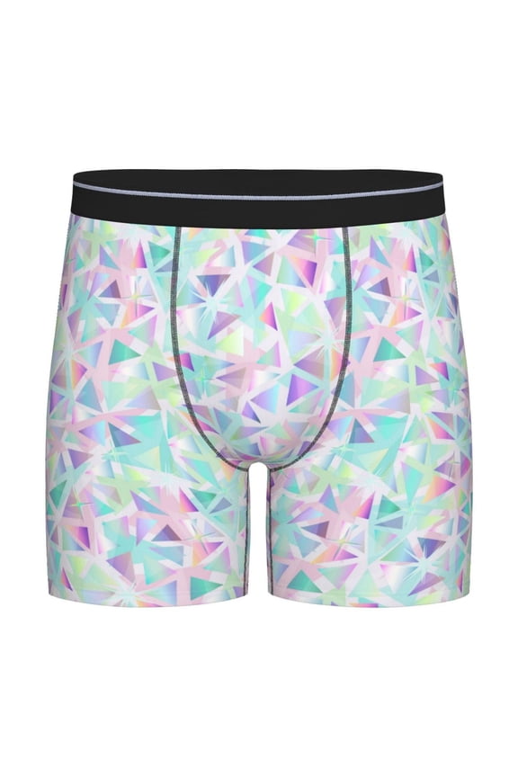 Sequins Print Men’s Underwear Boxer Briefs Soft Comfortable Underwear Boxer Briefs, Long Leg Briefs,Anti-chafing Boxer Briefs
