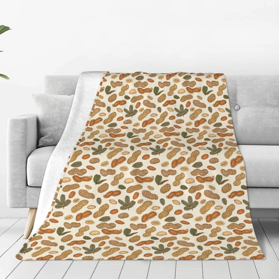 Rateoe Set With Peanut Print Fuzzy Fleece Throw Blanket Extra Large,Super Soft,Fluffy and Warm Blankets for Couch,Bed,All Season Use (60"x50")