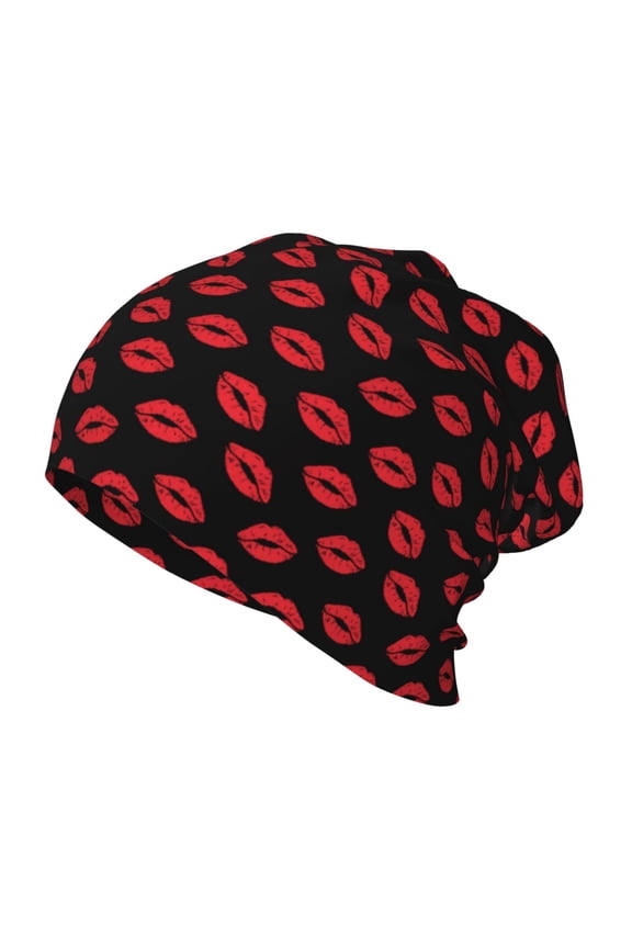 Sexy Red Lips Kiss Kids Beanie Warm Knit Beanie Hats Boys Girls Winter Hat Soft Slouchy Hats for Kids
