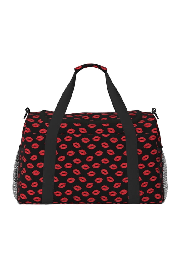 Sexy Red Lips Kiss Pattern Gym Bag for Women, Duffle Bag for Travel with Wet Pocket, Carry on Weekender Bags for Women, Water Resistant Travel Bag Duffel Bag