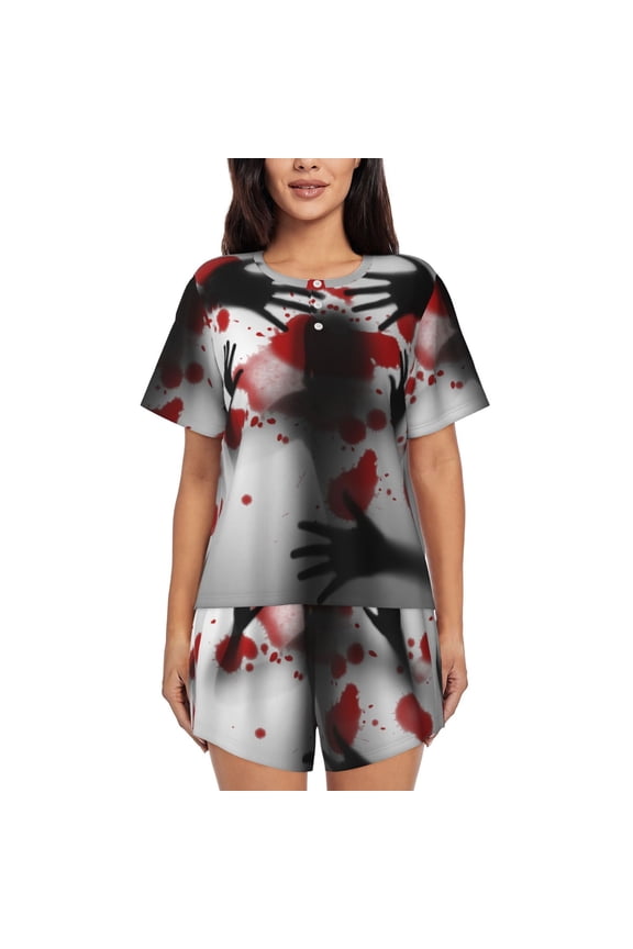 Shadows Behind Pattern Women's Short-Sleeved Pajama Set - 2 Piece Soft and Lightweight Sleepwear Set-X-Large