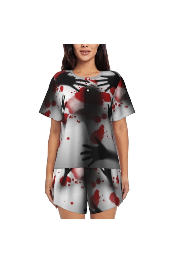 Shadows Behind for 2 Piece Short Sleeves Pajama Sets Casual Lounge Sleepwear Ladies Pjs Sets with Pocket-3X-Large