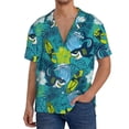 thumbnail image 1 of Rateoe Shark And Leaves Pattern Men's Short Sleeve Classic Shirt, Casual Short-Sleeved Shirt, Lightweight Summer Shirt, Cuban Collar Shirt,Button-Front Shirt-X-Large, 1 of 5