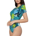 thumbnail image 1 of Rateoe Shark And Leaves Printed Women Rash Guard Short Sleeve,Tummy control Swimsuit Surfing Swimsuit Bathing Suit Short-sleeved Onesie UPF 50+, 1 of 6