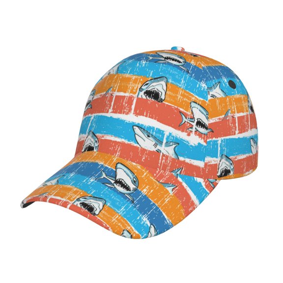 Rateoe Shark On Line Pattern Baseball Cap Outdoor Cap Mountain Dad Hat - Unstructured Soft Cotton Cap-Adjustable UV Protection Cap