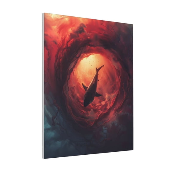 Rateoe Shark Underwater Vortex Pattern Decorative Picture – Unique Modern Wall Art, Ready-to-Hang Canvas Print for Home (Vertical)