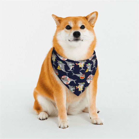Rateoe Sharks In Sunglasses Print Pet Scarf for Dogs and Cats – Stylish Reflective Design, Breathable & Durable Pet Bandana with Quick-Release Buckle-Large