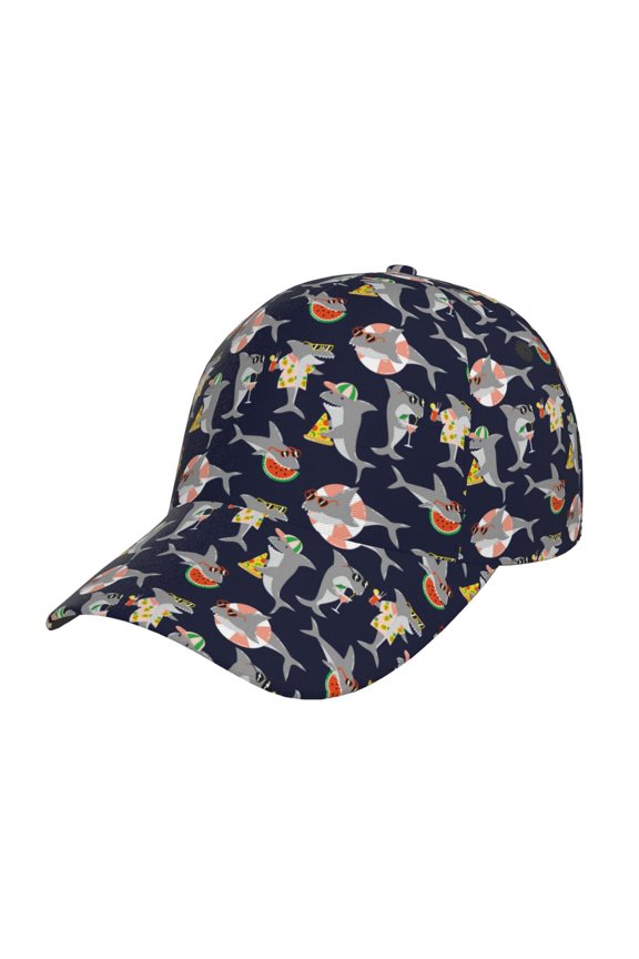 Sharks In Sunglasses Pattern Mens Baseball Cap Adjustable Curved Brim Hat, Soft Cotton Sports Cap for Outdoor, Casual, and Everyday Wear, Comfortable & Breathable
