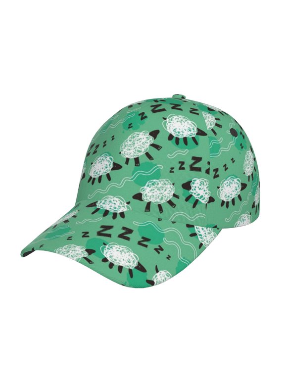 Sheep Zzz Pattern Baseball Cap Outdoor Cap Mountain Dad Hat - Unstructured Soft Cotton Cap-Adjustable UV Protection Cap