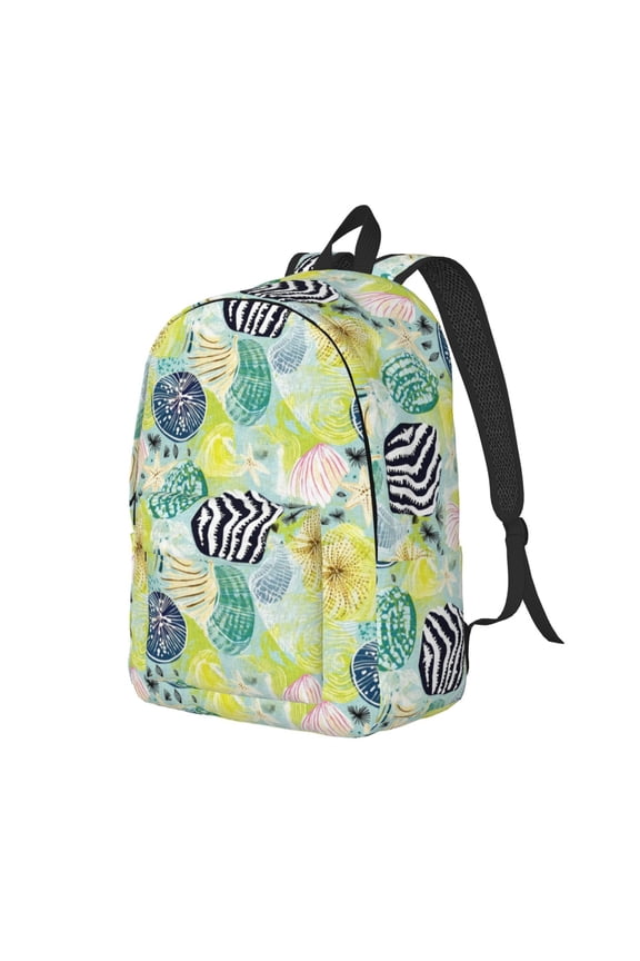 Shell Clam Pattern Durable Canvas Backpack for Men & Women – Stylish & Lightweight – Adjustable Straps, Multiple Pockets – Fits 15-17 Inch LaptopsMedium