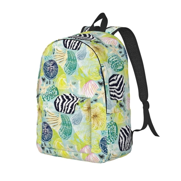 Rateoe Shell Clam Pattern Durable Canvas Backpack for Men & Women – Stylish & Lightweight – Adjustable Straps, Multiple Pockets – Fits 15-17 Inch LaptopsSmall