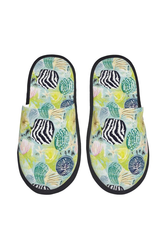 Shell Clam Pattern Fuzzy Slippers Fuzzy Soft House Slippers Plush Furry Warm Cozy Open Toe Fluffy Home Shoes-Large