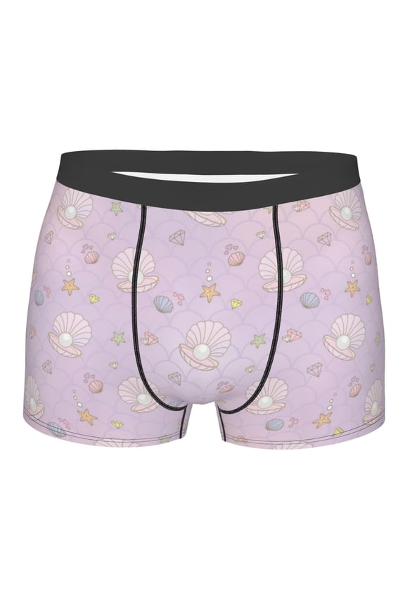 Shells Pearl Mens Boxer Briefs Poly Spandex Performance Boxer Briefs Underwear Hem Boxer Briefs - XX-Large