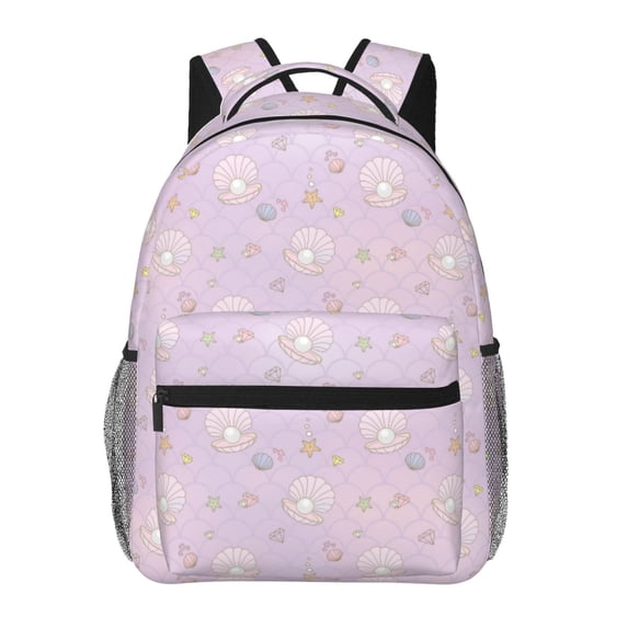 Rateoe Shells Pearl Pattern Casual Backpack for School, Work, Travel – Adjustable Straps, Multiple Compartments – Ergonomic Design, Fits Laptops and Tablets
