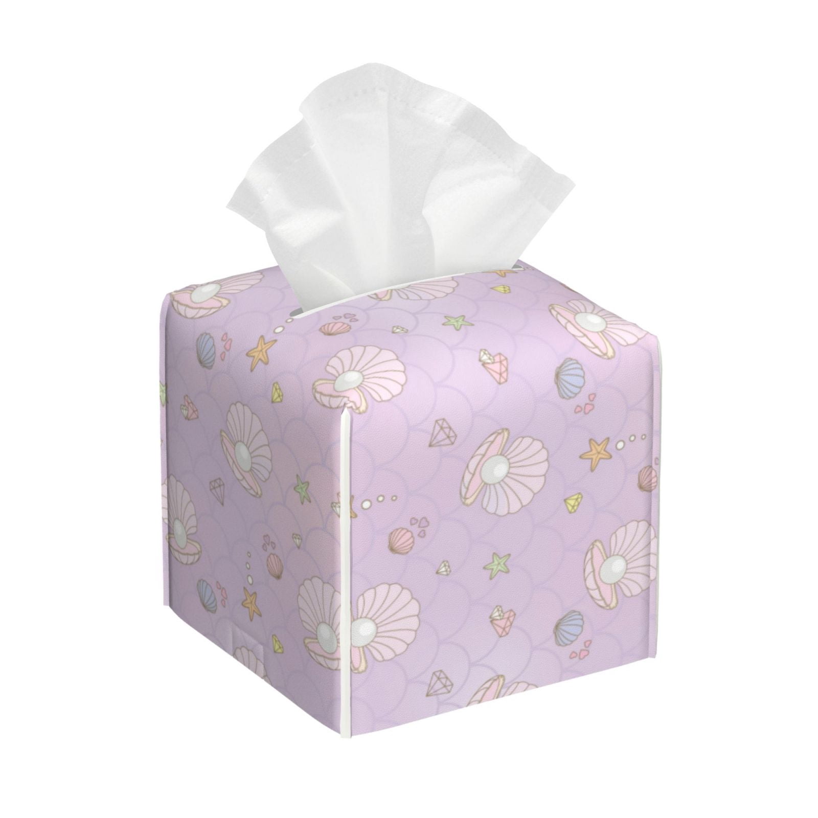 Rateoe Shells Pearl Pattern Tissue Box Cover, Modern Square Decorative ...