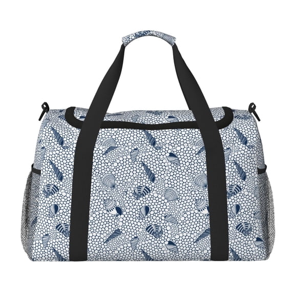 Rateoe Shells And Sand Pattern Gym Bag for Women, Duffle Bag for Travel with Wet Pocket, Carry on Weekender Bags for Women, Water Resistant Travel Bag Duffel Bag