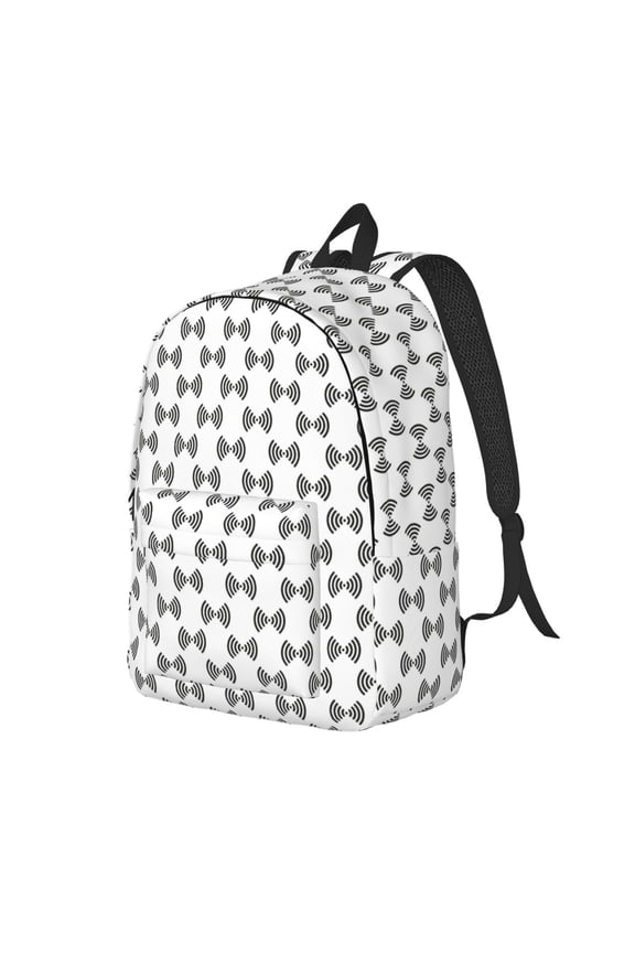 Signal Icon Pattern Durable Canvas Backpack for Men & Women – Stylish & Lightweight – Adjustable Straps, Multiple Pockets – Fits 15-17 Inch LaptopsSmall