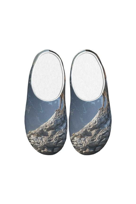 Silver Dragon Mountain Peaks Print Women's Men's Cotton Knit Slippers Lightweight Memory Foam Indoor House Shoes with Anti-Skid Sole-37/38