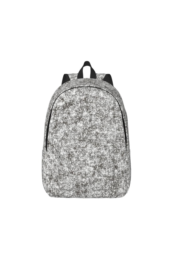 Silver Glitter Pattern Canvas College Laptop Backpack,Travel Daypack,Durable Rucksack Travel Notebook Bag School Backpack Book Bag for Men Women-Small