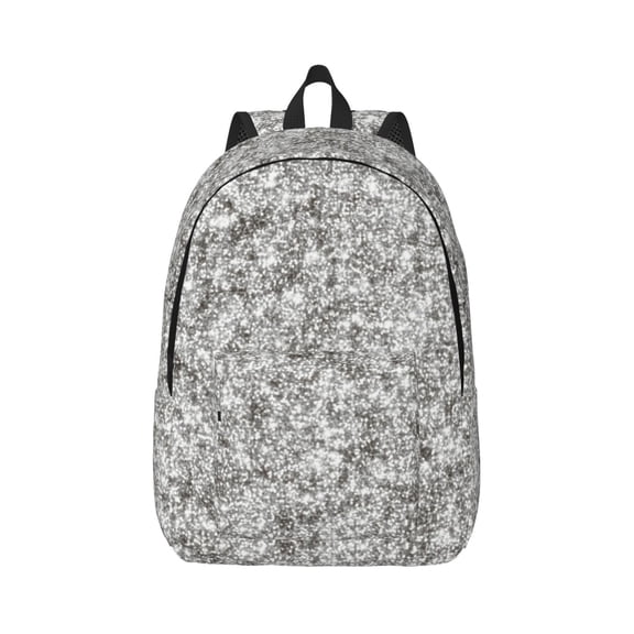 Rateoe Silver Glitter Pattern Canvas College Laptop Backpack,Travel Daypack,Durable Rucksack Travel Notebook Bag School Backpack Book Bag for Men Women-Small