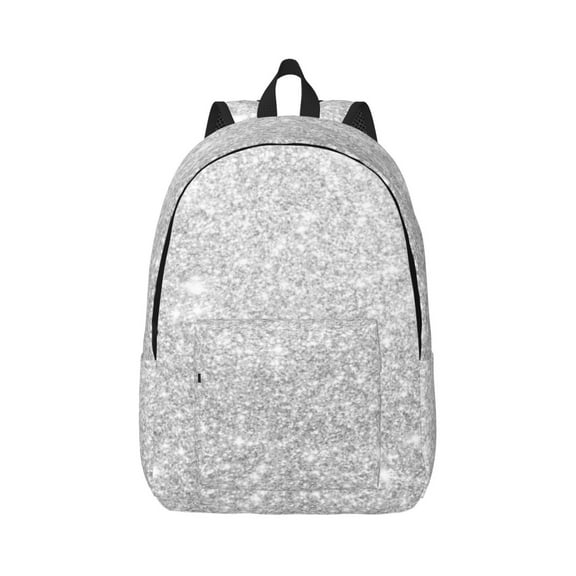 Rateoe Silver Glitter Pattern Canvas College Laptop Backpack,Travel Daypack,Durable Rucksack Travel Notebook Bag School Backpack Book Bag for Men Women-Small