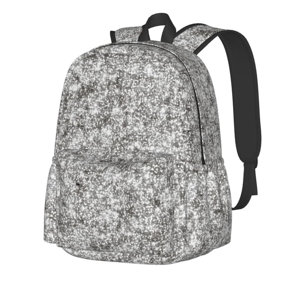 Rateoe Silver Glitter Pattern Student Backpack,Backpack for School,Lightweight Bag,Travel Backpack,Outdoor Backpack,Large Capacity Backpack