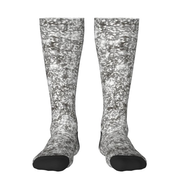 Rateoe Silver Glitter Pattern Women’s Knee High Crew Socks,Trouser Socks Comfortable, Breathable, Moisture-Wicking and Soft