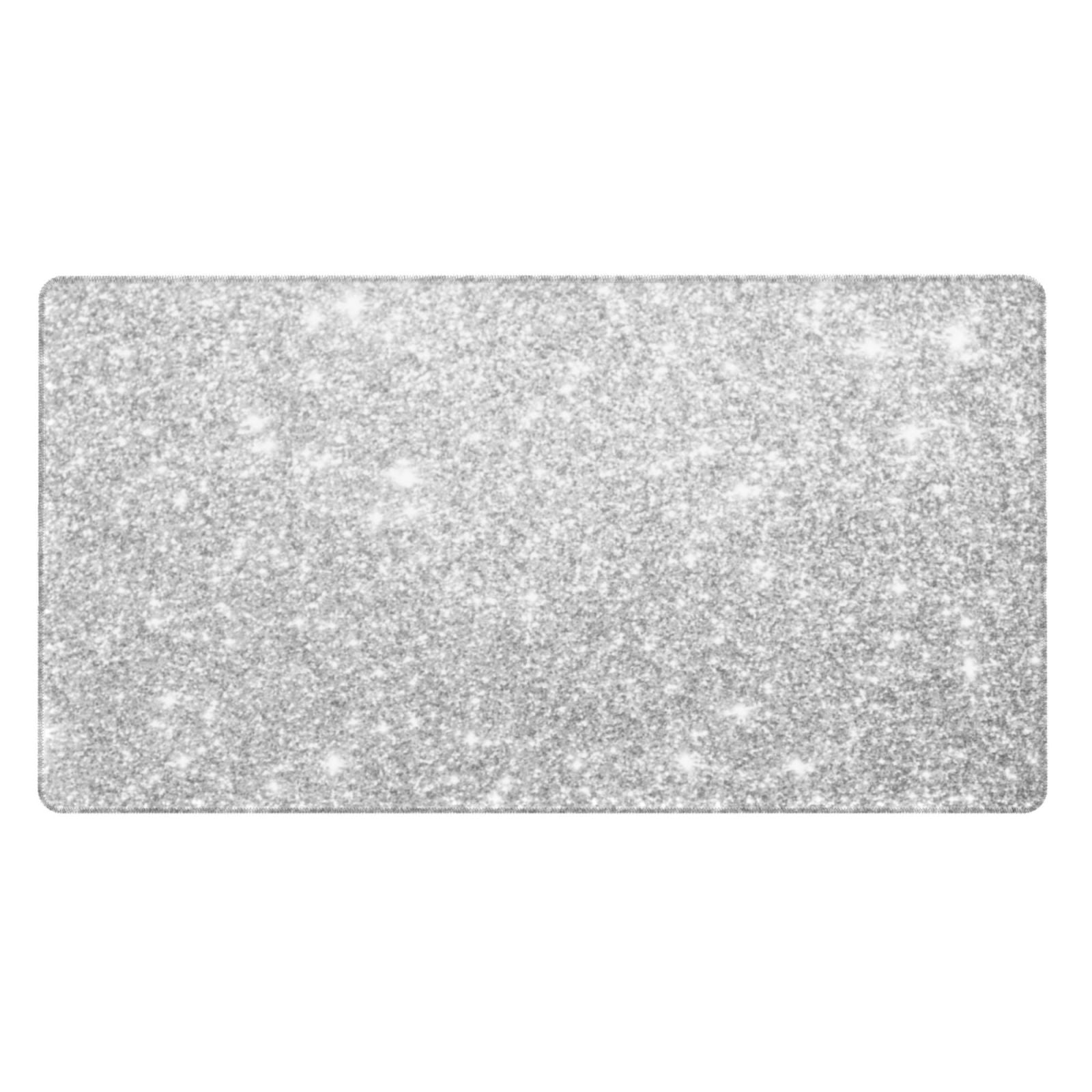 Rateoe Silver Glitter Print Mouse Pad - Extended Large Gaming Mousepad,Non-Slip Stitched Edge,16x29.5 Inch