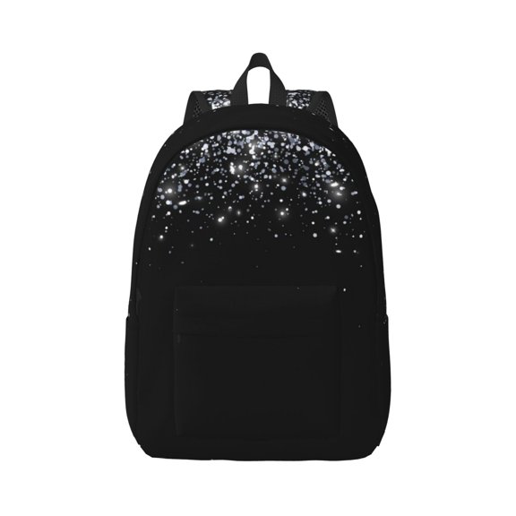 Rateoe Silver Glitter1 Pattern Canvas College Laptop Backpack,Travel Daypack,Durable Rucksack Travel Notebook Bag School Backpack Book Bag for Men Women-Small
