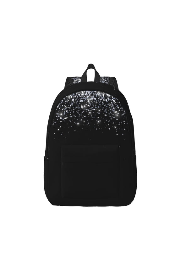 Silver Glitter1 Pattern Canvas College Laptop Backpack,Travel Daypack,Durable Rucksack Travel Notebook Bag School Backpack Book Bag for Men Women-Small