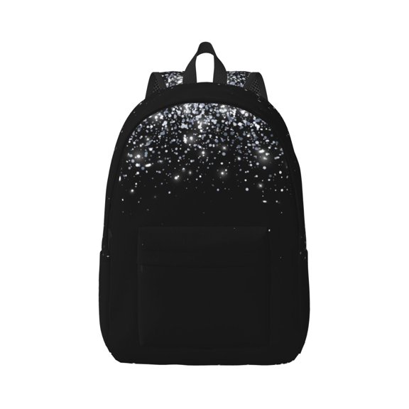 Rateoe Silver Glitter1 Pattern Canvas College Laptop Backpack,Travel Daypack,Durable Rucksack Travel Notebook Bag School Backpack Book Bag for Men Women-Small