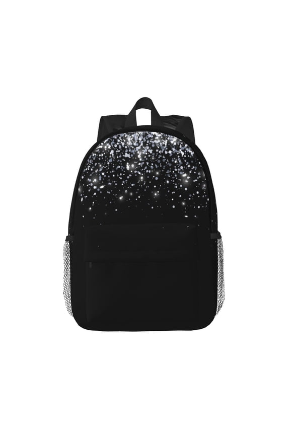 Silver Glitter1 Pattern Student Backpack Water-resistant Backpack 15-inch Laptop Backpack Lightweight Adjustable School Backpack