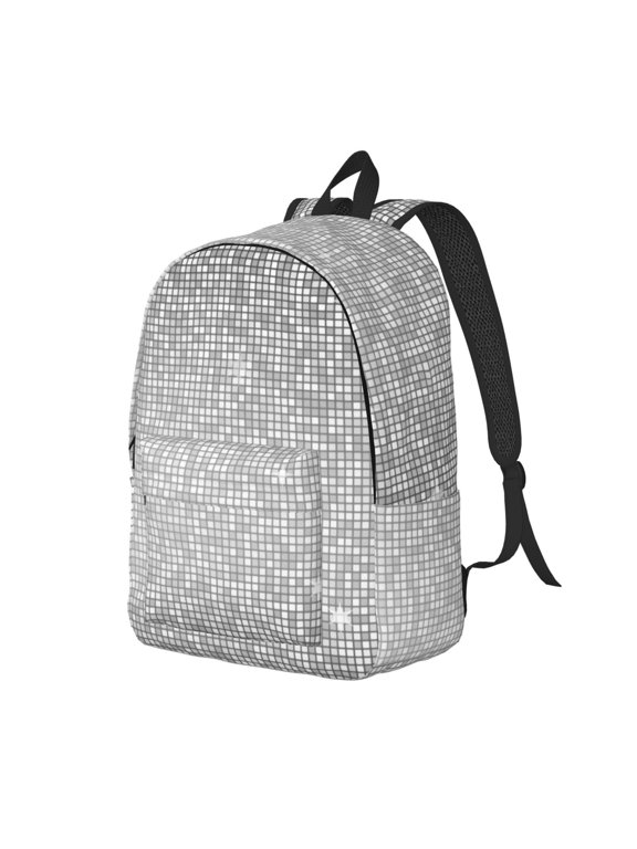 Silver Mosaic Pattern Durable Canvas Backpack for Men & Women – Stylish & Lightweight – Adjustable Straps, Multiple Pockets – Fits 15-17 Inch LaptopsSmall