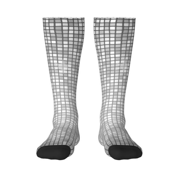 Rateoe Silver Mosaic Pattern Women’s Knee High Crew Socks,Trouser Socks Comfortable, Breathable, Moisture-Wicking and Soft