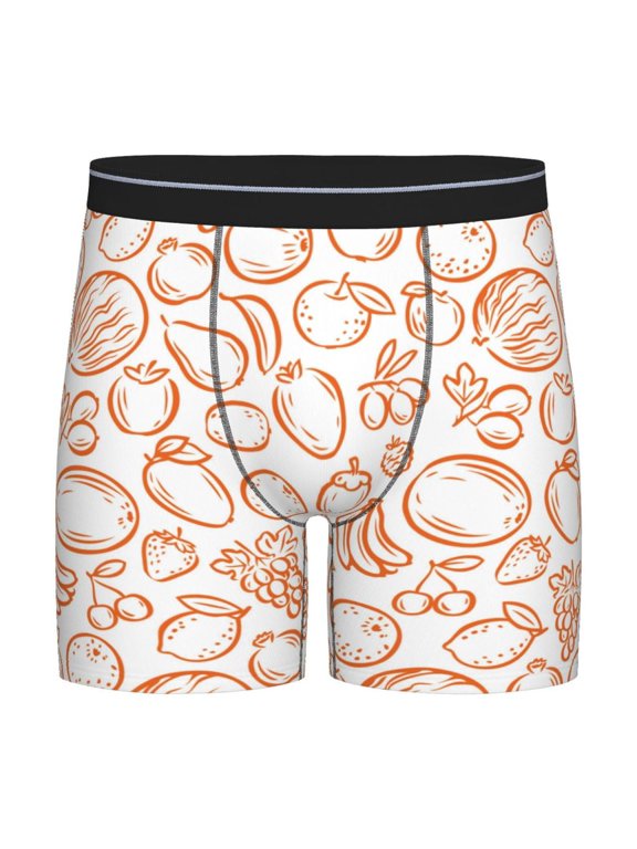 Simple Fruit Print Mens Underwear Boxer Briefs Soft Comfortable Underwear Boxer Briefs, Long Leg Briefs,Anti-chafing Boxer Briefs