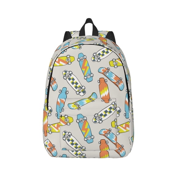 Rateoe Skateboard Pattern Canvas College Laptop Backpack,Travel Daypack,Durable Rucksack Travel Notebook Bag School Backpack Book Bag for Men Women-Medium