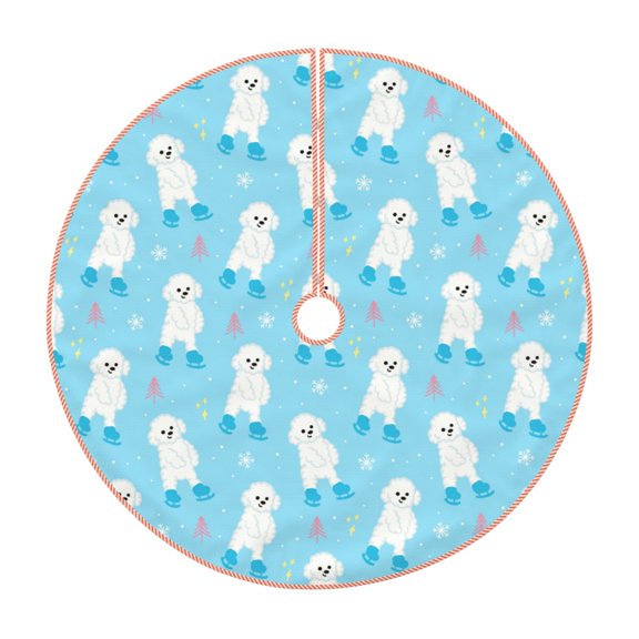 Rateoe Skating Poodle Fun Pattern Christmas Tree Skirt with Ties, Christmas Tree Decorations, Farmhouse Christmas Decor Xmas Holiday Decorations-