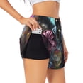 thumbnail image 1 of Rateoe Skeleton Cool Street Fashion Printed 2 in 1 Women's Workout Shorts for Athletic Gym Running Shorts with Phone Pockets-Medium, 1 of 7