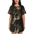thumbnail image 1 of Rateoe Skeleton Hand Rose Butterfly Pattern Women's Short-Sleeved Pajama Set - 2 Piece Soft and Lightweight Sleepwear Set-X-Large, 1 of 7