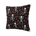 thumbnail image 1 of Rateoe Skeleton with Roses Pattern Throw Pillow Cover Premium Pillow Stuffer Sham Square for Decorative Cushion Bed Couch Sofa(Pillow insert not included), 1 of 8