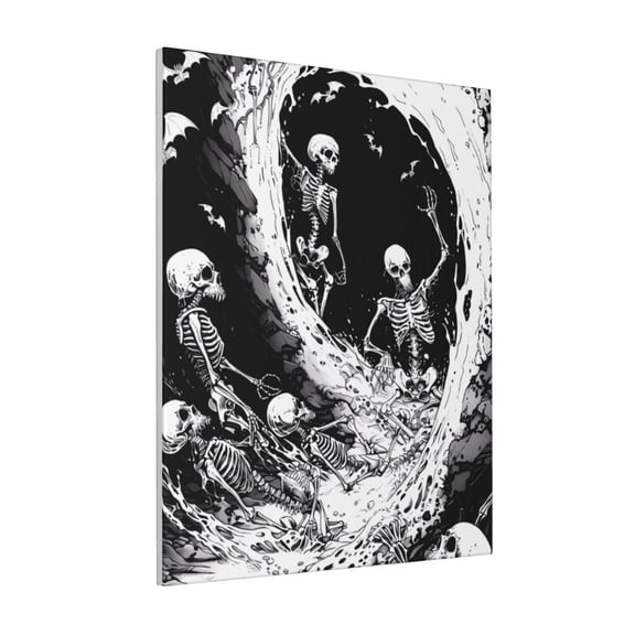 Rateoe Skeleton Wave Artwork Pattern Decorative Picture – Unique Modern Wall Art, Ready-to-Hang Canvas Print for Home (Vertical)