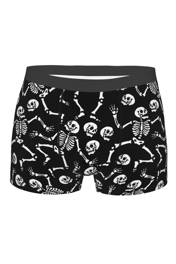 Skeletons Dancing Mens Boxer Briefs Poly Spandex Performance Boxer Briefs Underwear Hem Boxer Briefs - XX-Large
