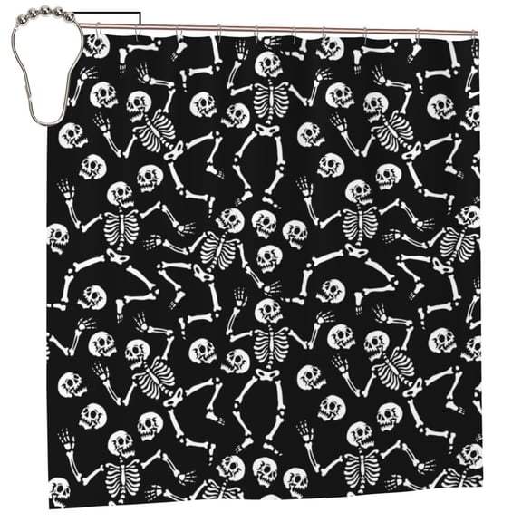 Rateoe Skeletons Dancing Shower Curtain - Fancy Bathroom Shower Curtain Sets - Waterproof Shower Curtain with Hooks with 12 Plastic Hooks 72x72 Inches