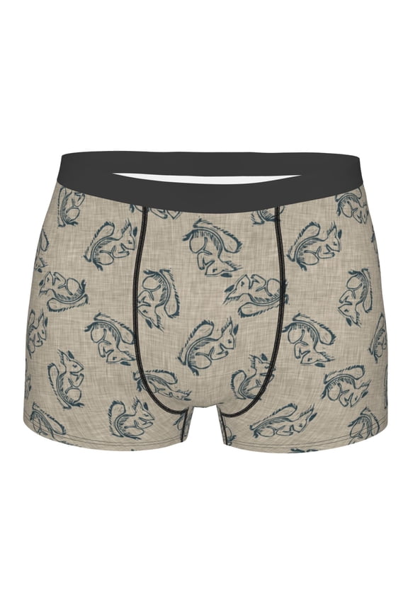 Sketch Squirrels Linen Mens Boxer Briefs Poly Spandex Performance Boxer Briefs Underwear Hem Boxer Briefs - Large