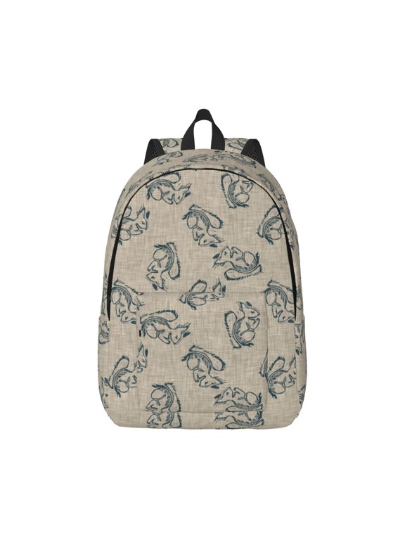 Sketch Squirrels Linen Pattern Canvas College Laptop Backpack,Travel Daypack,Durable Rucksack Travel Notebook Bag School Backpack Book Bag for Men Women-Small